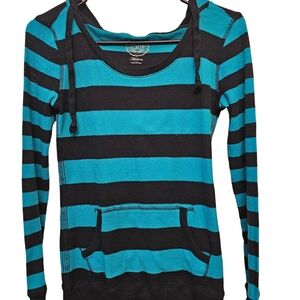 Striped Black and Blue Women's Top
